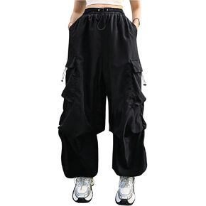 Verdusa Women's Plus Size Cargo Pants Drawstring High Waist Flap Pocket Loose Trousers