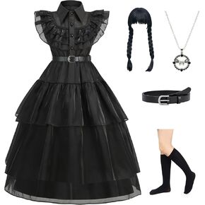 Wednesday Dress Girls,Wednesday Costume Girls for Halloween Cosplay Daily Play Princess Party Christmas Carnival
