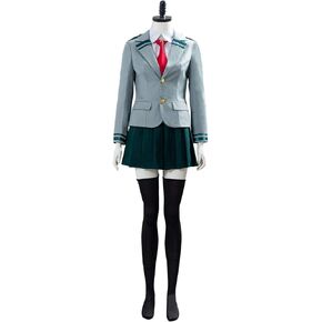 Womens MHA Ochaco Cosplay Hero Academia Costume School Uniform Jacket Shirt Skirt Outfit for Halloween Adult