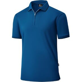Polo Shirts for Men Zipper Moisture Wicking Golf Shirts Short Sleeve Casual Quarter Zip Polo T Shirt