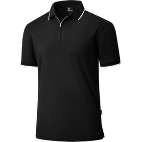 Polo Shirts for Men Zipper Moisture Wicking Golf Shirts Short Sleeve Casual Quarter Zip Polo T Shirt in Saudi Arabia