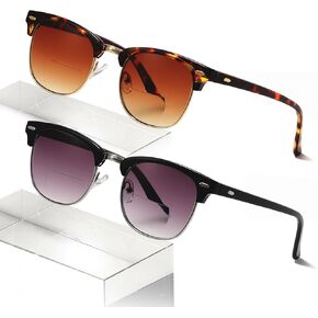 Bifocal Reading Sunglasses for Women, Lightweight Half-framed Sun Readers - Non-slip Silicone Nose Pads, Full Lens