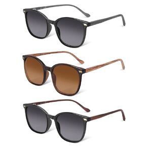 LADEESSE 3 Pack Reading Sunglasses for Women & Men, UV400 Sun Readers Glasses Spring Hinge Outdoor Sunglasses-200