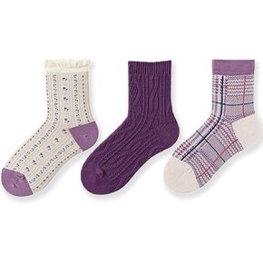 Women's Crew Socks Cute Bear Cat Floral Soft Fancy Socks Gifts for Women 3 Pairs
