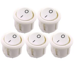Meetooot 5pcs On/Off Round Rocker Switch للسيارة Dashboard Truck Home Toggle SPST SPST SNAP 6A 250V 2PIN 2 موقف أبيض