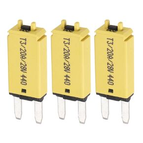 DMiotech 3 Pack 28V DC 20A Yellow ATC/ATO Manual Narrow Mini Resettable Fuse for Automotive Circuit Breaker Reset Fuses Low Profile Blade Fuses for Car Truck SUV Marine Boat Motorcycle in Kuwait