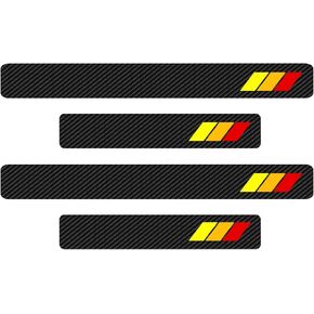 4PCS Tri-Color Door Sill Protectors, Automotive Door Entry Guard, Carbon Fiber Door Sill Plate Guard, Universal Door Sill Guard Decoration Stickers Car Accessories for Tacoma 4Runner (Red)