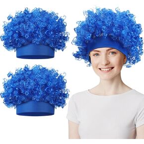 مشعر عقال المرح شعر مستعار Crazy Hat Troll Assume Costume for Women Men Spirit Week Halloween Cosplay Sport Events (Blue)