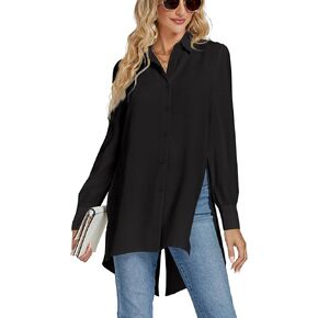 Lyaner Women's Twlar v Dritn Dritn Bungh أسفل الأكمام الطويلة قميص طويل Tunic Top Top