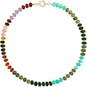 Colorful Beaded Necklace for Women Healing Natural Stone Beads Choker Necklace Boho Summer Surfer Beach for Women Handmade Jewelry