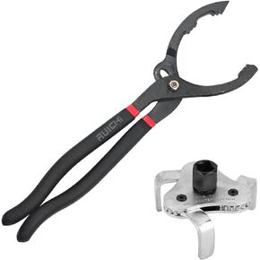 EMVANV 12" Adjustable Oil Filter Pliers, Universal Adjustable Oil Filter Wrench Set with 3 Jaw 2 Way Removal Tool, 60-115mm Capacity, Hand Tools for Cars Motorcycles, and Trucks(Black)