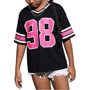 Soly Hux Girl's Number Tees Y2K Jersey Dirts v Neck Halfe Sleeve Summer Tops Tops Tops