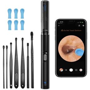 Ear Wax Removal,Earwax Remover Tool with Camera,Ear Cleaner with 6 LED Lights High Definition Otoscope for iOS & Android,Earwax Removal Kit with 7 Pcs Ear Pick(Including 5 Ear Spoon)