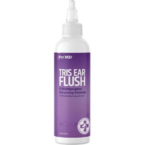 Pet MD Veterinary Tris Flush Cat & Dog Ear Cleaner - and Infection Treatment with Ketoconazole 12 oz