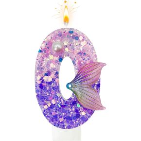 Purple Mermaid Number 4 Birthday Candles - Mermaid Tail Birthday Candles for Cake, 4 Candle Topper for Anniversary Celebrations Supplies, Dreamy Themed Party Decorations for Girl (No.4) in Saudi Arabia