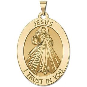 PicturesOnGold.com Divine Mercy Religious Medal, Available in Solid 14K Yellow or Sterling Silver