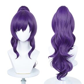 Probeauty Purple Ponytail Wig for Mafuyu Asahina Cosplay, Long Wavy Anime Wig for Women Halloween Costume Party