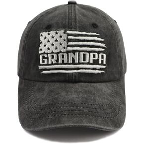 Grandpa American Flag Hats for Men, Best Dad Birthday Gifts for Grandfather, Adjustable Embroidered Cotton Baseball Cap