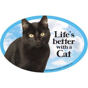Prismatix Decal Pet Magnets, Black Cat Kitten - Life's Better with a Cat - Strong Durable Car or Fridge Magnet Decal with Bright Colors, Great Gift for Cat Mom or Dad, 6 x 4 inches