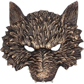 Wolf Mask for Halloween Christmas Masquerade Party Half Face Werewolf Animal Mask for Adult