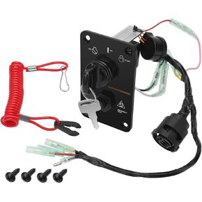 JAVIK 704-82570-08-00 Main Switch Panel Outboard Single Engine Key Switch Panel Assembly for Yamaha Outboard 2-Stroke and 4-Stroke 704-82570-12-00