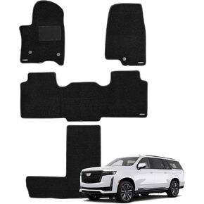 WENNEBIRD Superior Carpet Floor Mats for 2021-2025 Cadillac Escalade ESV 7 Seater (Not for 8 Seater), 0.6 Inch Thickness Rugs, Premium All Weather Anti-Slip Waterproof Floor Liners - 4pc