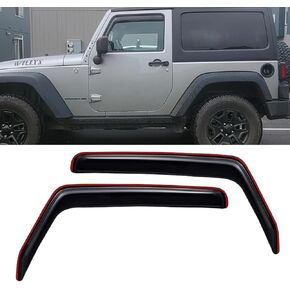 Wensdy 4pcs Outside-Mount Side Window Visor Wind Vent Deflector，Dark Smoke Nice Sun Rain Guard Set fit for 2014-2024 Jeep Cherokee 94981