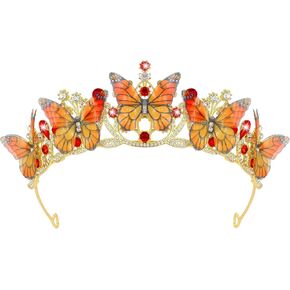 Butterfly Crown for Women Girls Princess Tiara for Birthday Halloween Homecoming Prom Costumes