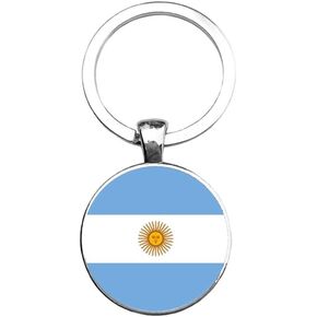 Art Attack Argentinian Flag Keychain, Argentina Argentine Map Country History Love Heart Key Chain Charm Pendant (Silver)