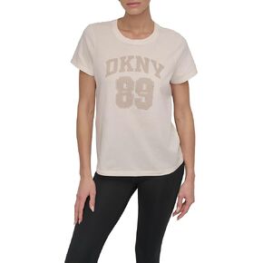 DKNY Womens Rhinestone Jersey Logo Shirt Shirt
