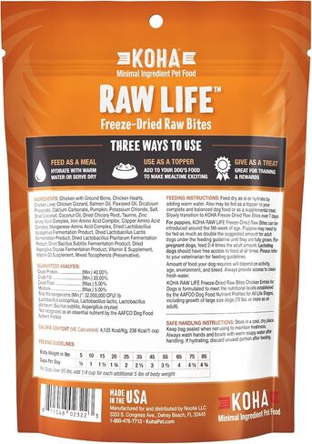 KOHA Raw Life Freeze-Dried Raw Bites Pork for Dogs, High Protein Meal, Topper, and Treat for Picky Eaters, 14oz Bag in Saudi Arabia
