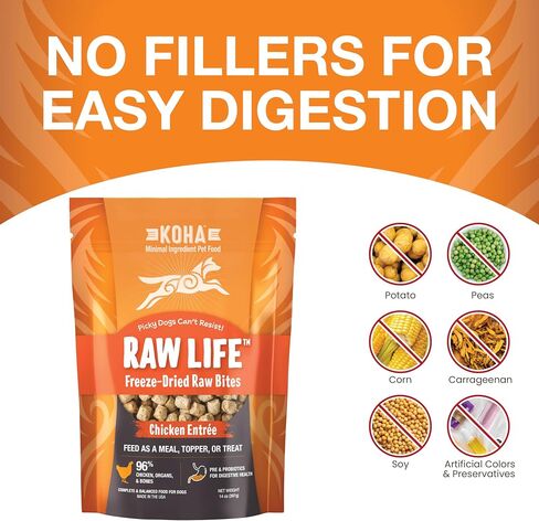 KOHA Raw Life Freeze-Dried Raw Bites Pork for Dogs, High Protein Meal, Topper, and Treat for Picky Eaters, 14oz Bag in Saudi Arabia