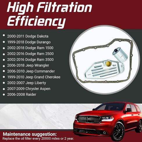 طقم مرشح الإرسال وحشيات البان المتوافقة مع دودج كرايسلر جيب يحل محل OEM#4799507 ، 5013470AA ، 68002342AD لـ 45RFE 68RFE 545RFE TRANSMISSION in Kuwait