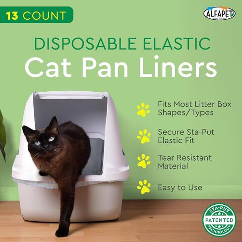 Alfapet Kitty Cat Pan Litter Box Liners-5-Pack-For Extra-Giant, jumbo, super-jumbo Size litter Pans- With Sta-Put Technology for Firm, Easy Fit- Quick + Clever Waste Cleaners… (5 count) in Saudi Arabia