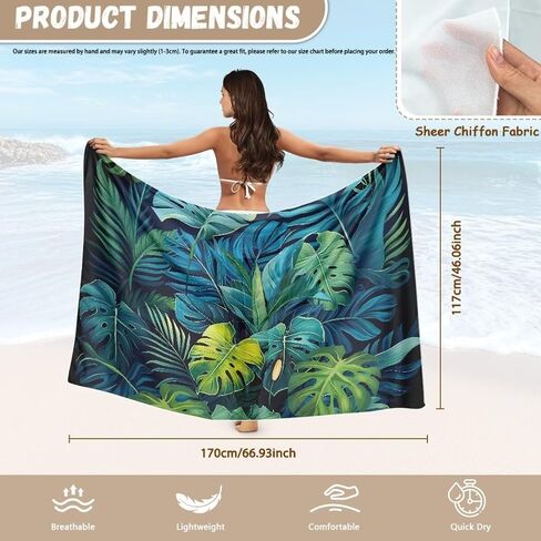 Women Sarong Swimsuit Coverups Chiffon Long Bikini Wraps Sheer Beach Bathing Suit Cover Up in Saudi Arabia