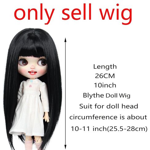 فقط 1pc شعر مستعار من 10 إلى 11 بوصة دمى رأس طويلة مستقيمة (أحمر داكن) in Kuwait