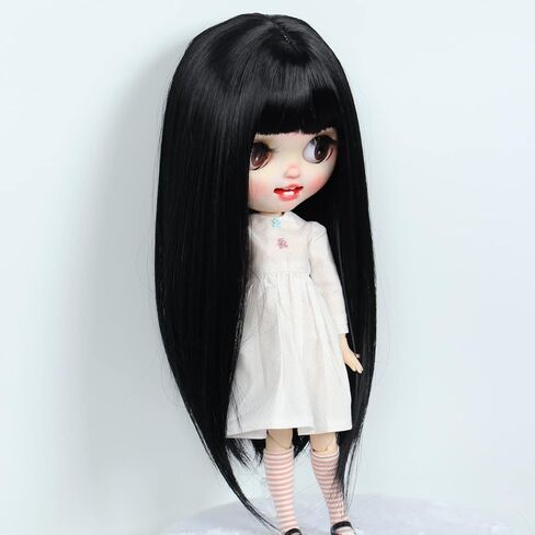 فقط 1pc شعر مستعار من 10 إلى 11 بوصة دمى رأس طويلة مستقيمة (أحمر داكن) in Kuwait