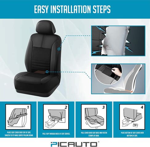 غطاء مقعد السيارات للسيارات ، وتصميم متميز للجلد والإنفاذ ، وأغطية مقعد للسيارات من مجموعة أمامية ، وملاءمة عالمية للسيارات والشاحنات والشاحنات وسيارات الدفع الرباعي ، وسادة الهواء المتوافقة (أسود) in Kuwait