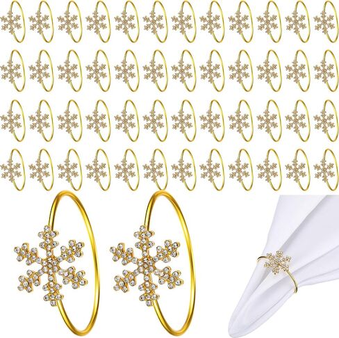 Uiifan 100 Pcs Christmas Snowflake Napkin Rings Crystal Napkin Holders Set Metal Napkin Buckles Rhinestone Serviette Buckle for Xmas Thanksgiving Wedding Party Holiday Dinner (Silver) in Kuwait