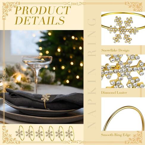 Uiifan 100 Pcs Christmas Snowflake Napkin Rings Crystal Napkin Holders Set Metal Napkin Buckles Rhinestone Serviette Buckle for Xmas Thanksgiving Wedding Party Holiday Dinner (Silver) in Kuwait