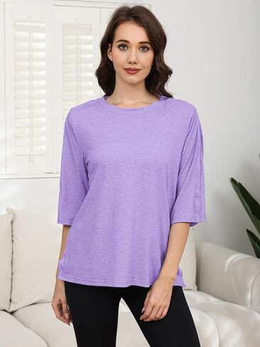 Women's Post Surgery Shirts 3/4 Sleeve Tear Away Snap Front Tops Rotator Cuff Chemo Port Shirts Adaptive Clothing in Saudi Arabia