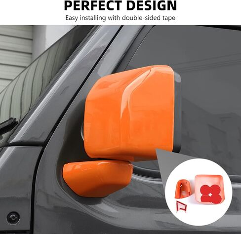 لغطاء مرآة الرؤية الخلفية JL ، 6pcs View View Side Mirror Kit متوافقة مع 2018-2023 Jeep Wrangler JL & Gladiator JT ، Orange in Kuwait