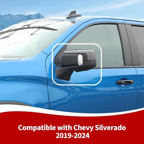 ألياف الكربون الخلفية مرآة الغلاف الخلفي عرض القشرة الجانبية مرآة القشرة متوافقة مع Chevy Silverado & GMC-Sierra Accessories 2019-2024 in Kuwait