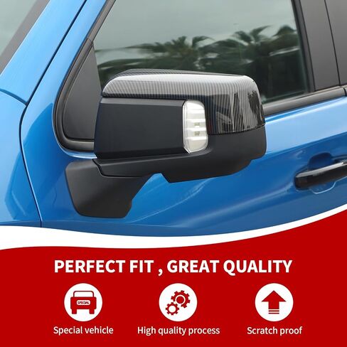 ألياف الكربون الخلفية مرآة الغلاف الخلفي عرض القشرة الجانبية مرآة القشرة متوافقة مع Chevy Silverado & GMC-Sierra Accessories 2019-2024 in Kuwait