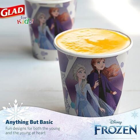 Glad for Kids Disney Frozen 9oz Paper Cups | Anna and Elsa Paper Cups, Kids Snack Cups | Kid-Friendly Paper Cups for Everyday Use, 9oz Paper Cups 24 Ct in Saudi Arabia