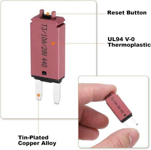 DMiotech 3 Pack 28V DC 20A Yellow ATC/ATO Manual Narrow Mini Resettable Fuse for Automotive Circuit Breaker Reset Fuses Low Profile Blade Fuses for Car Truck SUV Marine Boat Motorcycle in Saudi Arabia