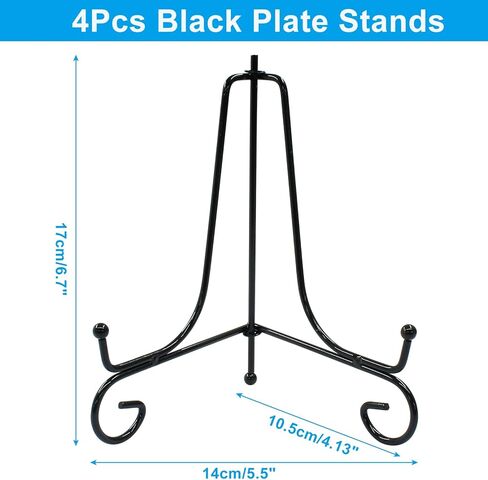 4 Pack Black Plate Holder Display Stand 10 cm/4 Inch Iron Easel Plate Holder Stand for Displaying Pictures, Decorative Plates,Photo and More in Saudi Arabia