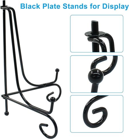 4 Pack Black Plate Holder Display Stand 10 cm/4 Inch Iron Easel Plate Holder Stand for Displaying Pictures, Decorative Plates,Photo and More in Saudi Arabia