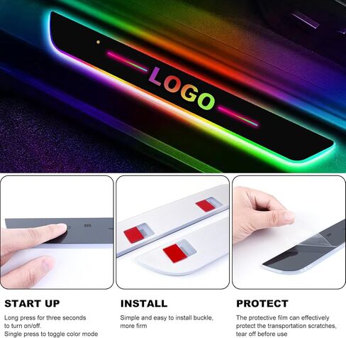 LED Door Sill Pro with 7 Lighting Colors, 28 Transformation Modes, IP67 Waterproof, Auto-Sensing Wireless Bloomcar LED Door Sill (for CH-EVRO-LEET, 4 PCS) in Saudi Arabia