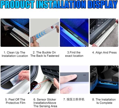 LED Door Sill Pro with 7 Lighting Colors, 28 Transformation Modes, IP67 Waterproof, Auto-Sensing Wireless Bloomcar LED Door Sill (for CH-EVRO-LEET, 4 PCS) in Saudi Arabia